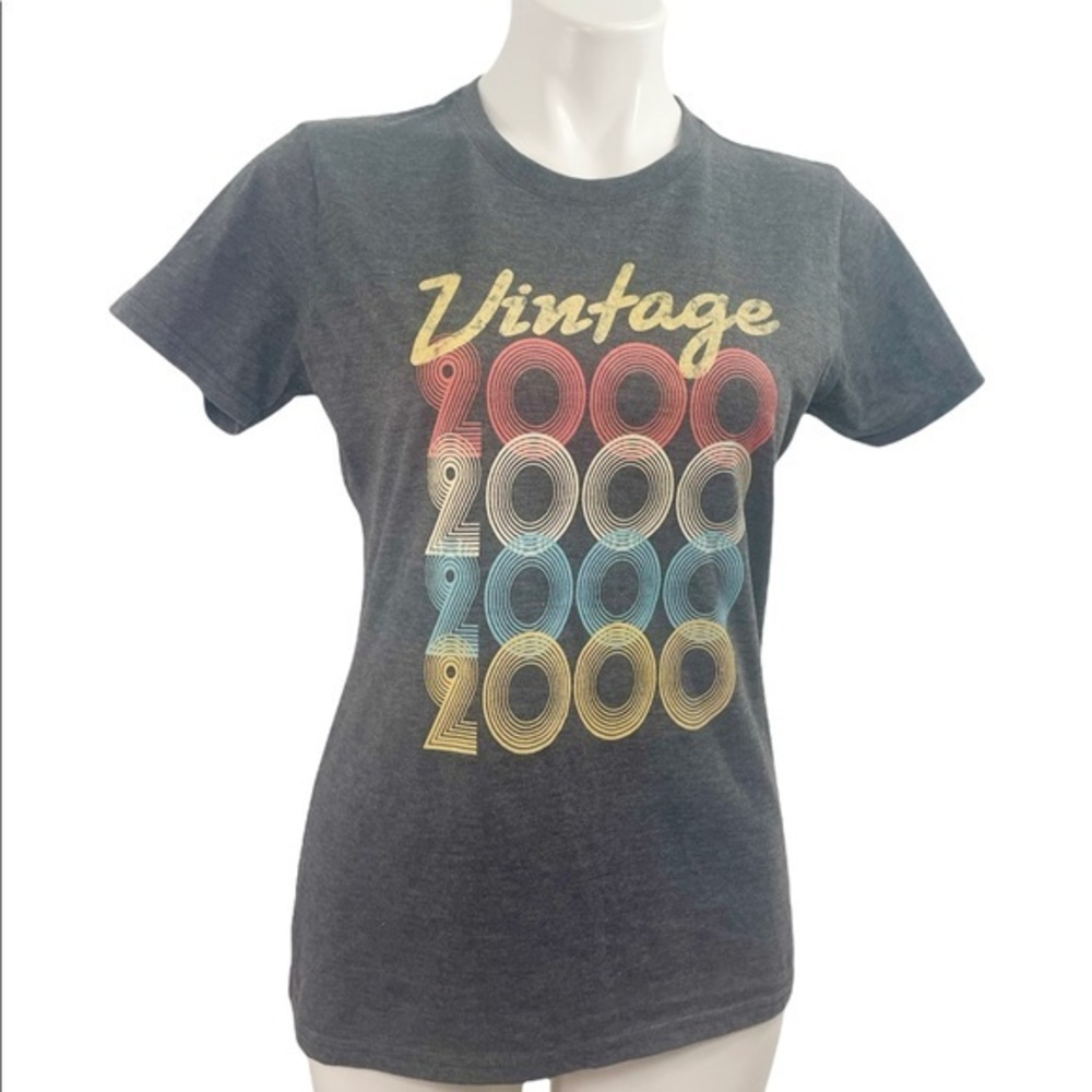Vintage 2000 Y2K Port and Company Charcoal Grey T-Shirt